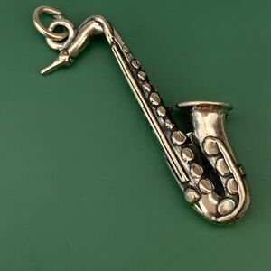 .925 Saxophone Sterling Silver Jewelry Charm #band #music